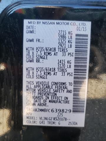 Photo 10 from auction – 2015 NISSAN PATHFINDER with VIN 5N1AR2MM8FC639829