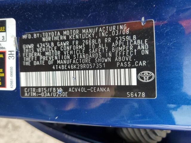 Photo 10 from auction – 2009 TOYOTA CAMRY BASE with VIN 4T4BE46K29R057351