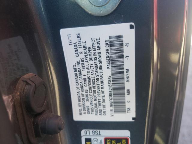 Photo 10 from auction – 2012 HONDA CIVIC LX with VIN 2HGFG3B5XCH523575