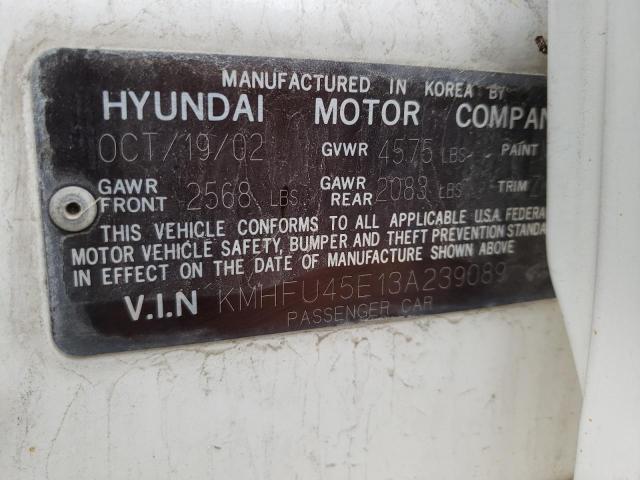 Photo 10 from auction – 2003 HYUNDAI XG350/L with VIN KMHFU45E13A239089