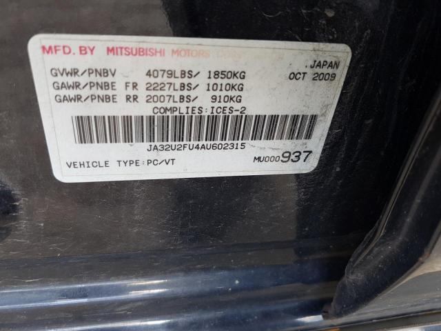 Photo 10 from auction – 2010 MITSUBISHI LANCER ES/ with VIN JA32U2FU4AU602315