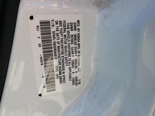 Photo 10 from auction – 2002 HONDA ODYSSEY EX with VIN 5FNRL18632B044916