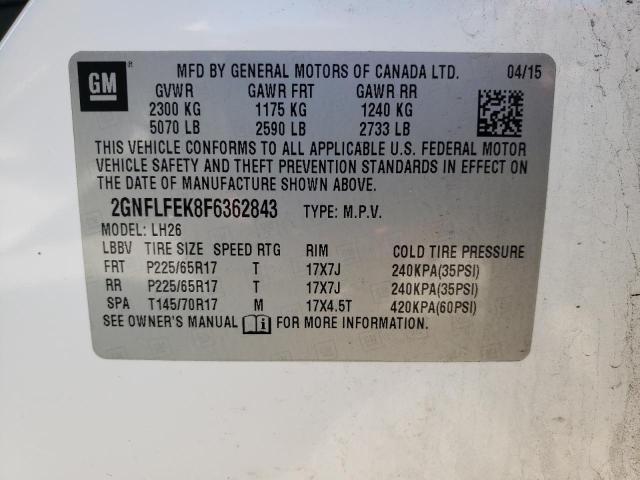 Photo 10 from auction – 2015 CHEVROLET EQUINOX LT with VIN 2GNFLFEK8F6362843