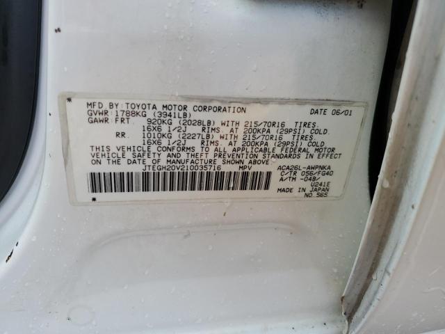 Photo 10 from auction – 2001 TOYOTA RAV4 with VIN JTEGH20V210035716