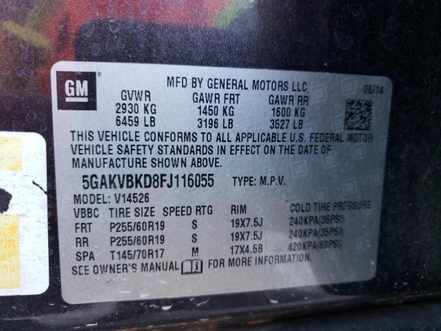 Photo 10 from auction – 2015 BUICK ENCLAVE with VIN 5GAKVBKD8FJ116055