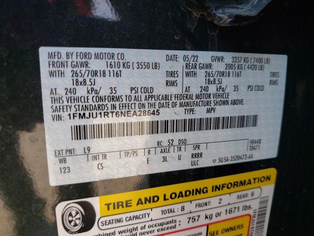 Photo 10 from auction – 2022 FORD EXPEDITION with VIN 1FMJU1RT6NEA28645