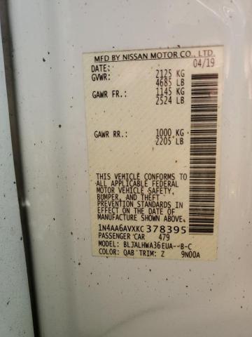 Photo 10 from auction – 2019 NISSAN MAXIMA S with VIN 1N4AA6AVXKC378395