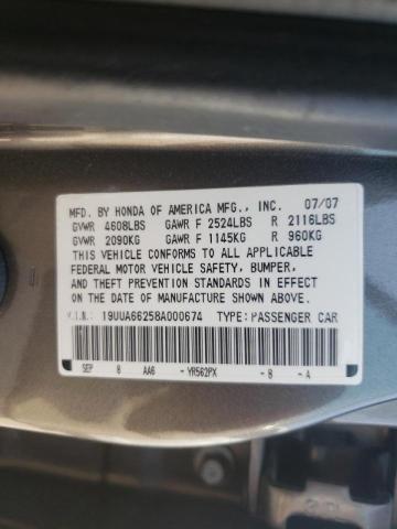 Photo 10 from auction – 2008 ACURA TL with VIN 19UUA66258A000674