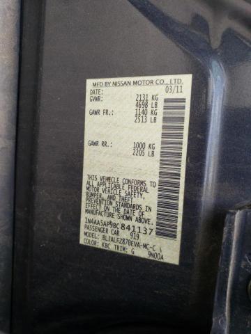 Photo 10 from auction – 2011 NISSAN MAXIMA S with VIN 1N4AA5AP9BC841137