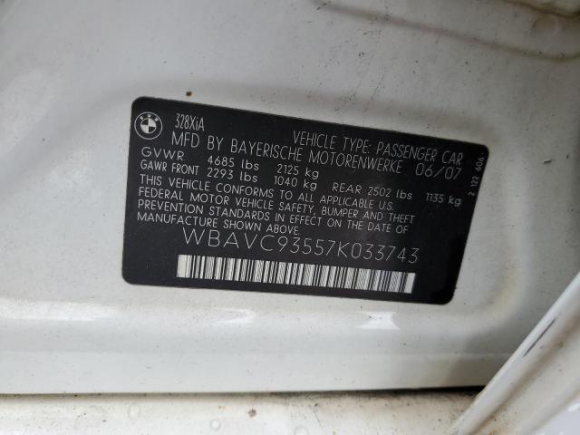 Photo 10 from auction – 2007 BMW 328 XI with VIN WBAVC93557K033743