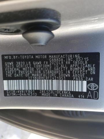 Photo 10 from auction – 2015 TOYOTA COROLLA L with VIN 2T1BURHE8FC421951