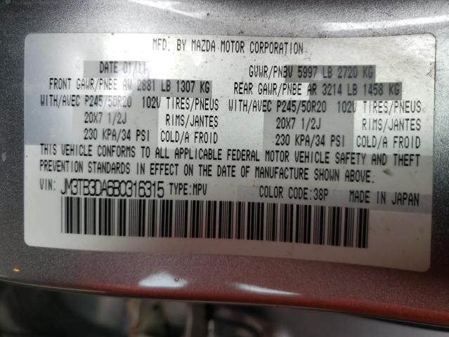 Photo 10 from auction – 2011 MAZDA CX-9 with VIN JM3TB3DA6B0316315