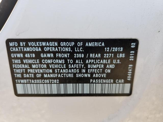 Photo 10 from auction – 2014 VOLKSWAGEN PASSAT SE with VIN 1VWBT7A3XEC057262
