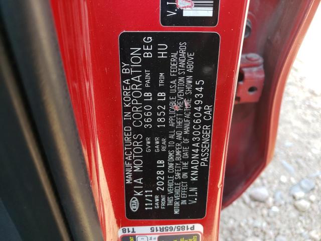 Photo 10 from auction – 2012 KIA RIO EX with VIN KNADN4A30C6049345