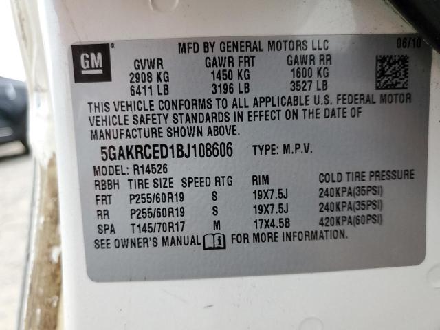 Photo 10 from auction – 2011 BUICK ENCLAVE CX with VIN 5GAKRCED1BJ108606