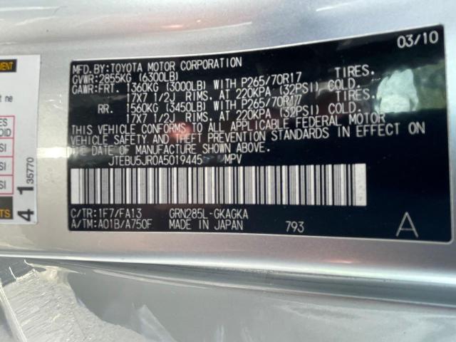 Photo 10 from auction – 2010 TOYOTA 4RUNNER SR with VIN JTEBU5JR0A5019445