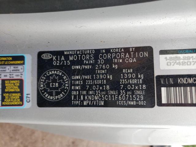 Photo 10 from auction – 2015 KIA SEDONA EX with VIN KNDMC5C11F6071529