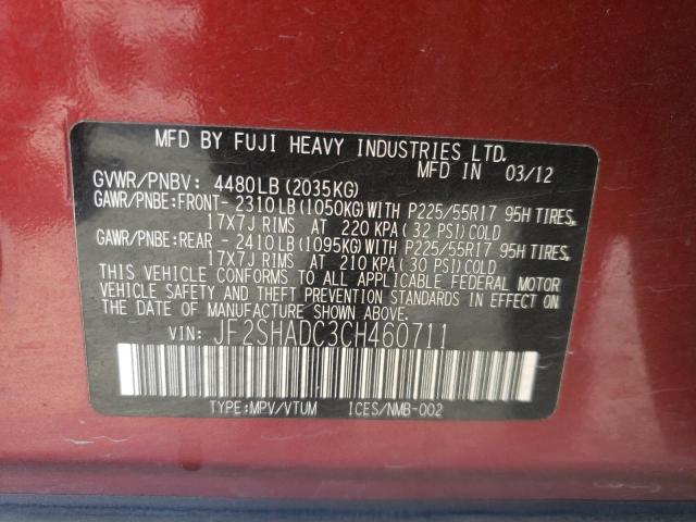 Photo 10 from auction – 2012 SUBARU FORESTER 2 with VIN JF2SHADC3CH460711