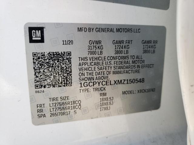 Photo 10 from auction – 2021 CHEVROLET SILVERADO with VIN 1GCPYCELXMZ150548
