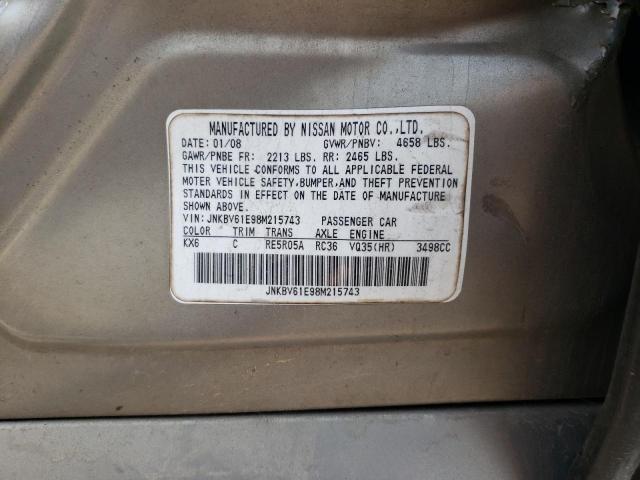 Photo 10 from auction – 2008 INFINITI G35 with VIN JNKBV61E98M215743