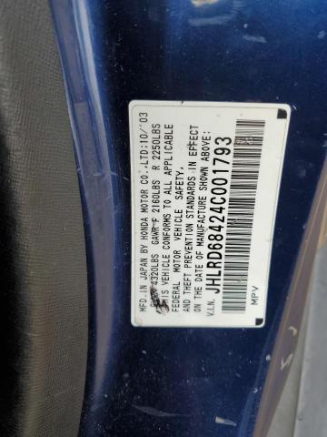 Photo 10 from auction – 2004 HONDA CR-V LX with VIN JHLRD68424C001793