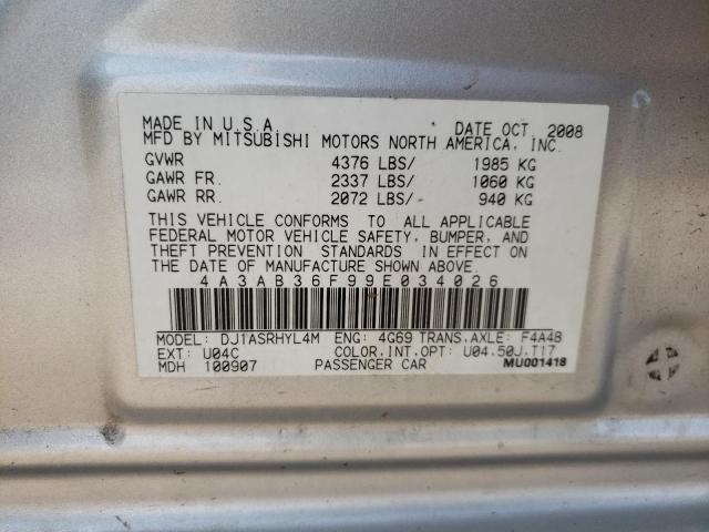 Photo 10 from auction – 2009 MITSUBISHI GALANT ES with VIN 4A3AB36F99E034026