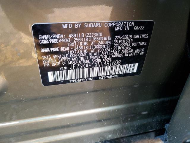Photo 10 from auction – 2022 SUBARU FORESTER L with VIN JF2SKAPCXNH481698