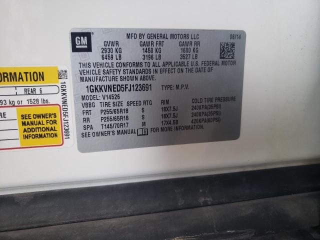 Photo 10 from auction – 2015 GMC ACADIA SLE with VIN 1GKKVNED5FJ123691