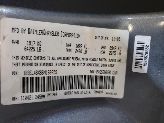Photo 10 from auction – 2006 DODGE STRATUS SX with VIN 1B3EL46X66N160759