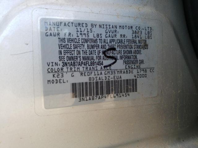 Photo 10 from auction – 2015 NISSAN SENTRA S with VIN 3N1AB7AP4FL691454