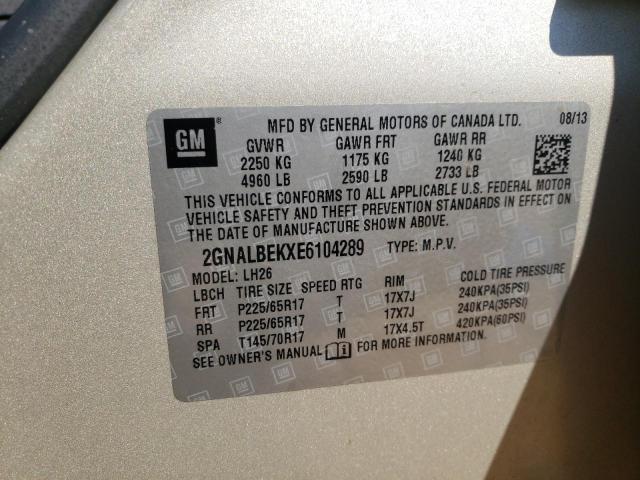 Photo 10 from auction – 2014 CHEVROLET EQUINOX LT with VIN 2GNALBEKXE6104289