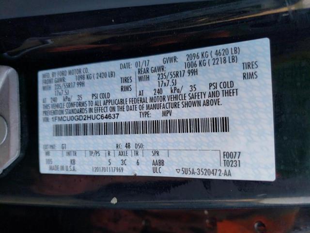 Photo 10 from auction – 2017 FORD ESCAPE SE with VIN 1FMCU0GD2HUC64637