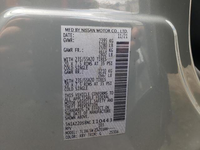 Photo 10 from auction – 2022 NISSAN MURANO PLA with VIN 5N1AZ2DS8NC110443