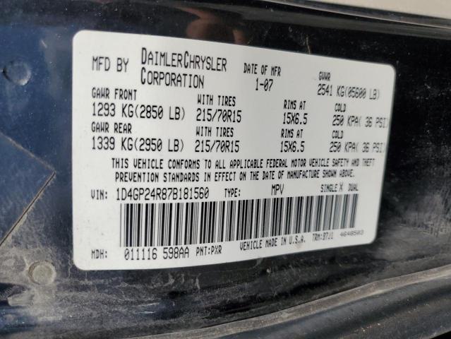 Photo 10 from auction – 2007 DODGE GRAND CARA with VIN 1D4GP24R87B181560