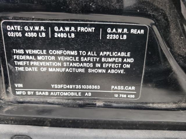 Photo 10 from auction – 2005 SAAB 9-3 ARC with VIN YS3FD49Y351038363