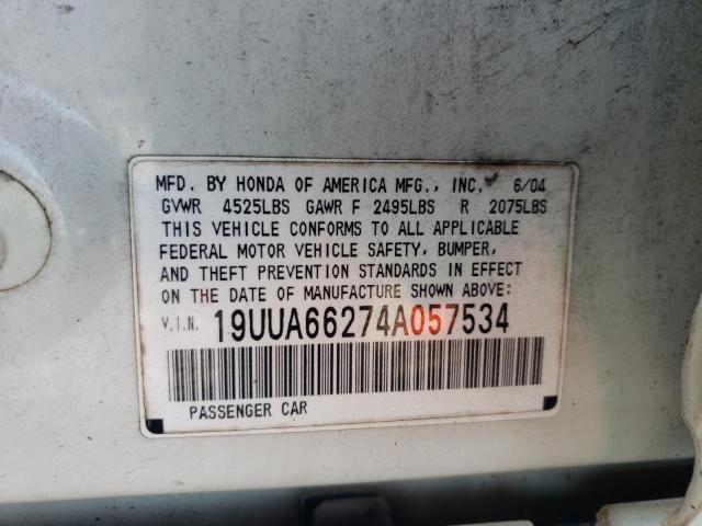 Photo 10 from auction – 2004 ACURA TL with VIN 19UUA66274A057534