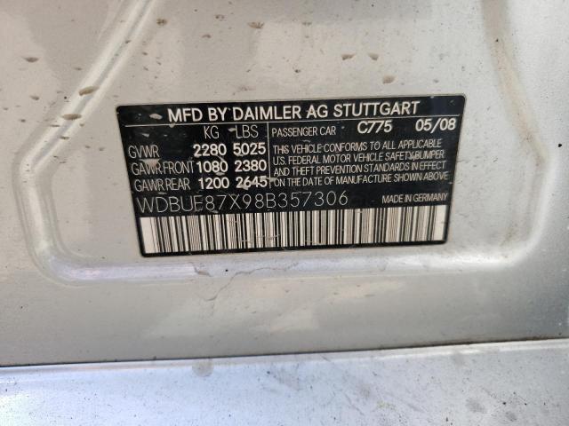 Photo 10 from auction – 2008 MERCEDES-BENZ E-CLASS with VIN WDBUF87X98B357306