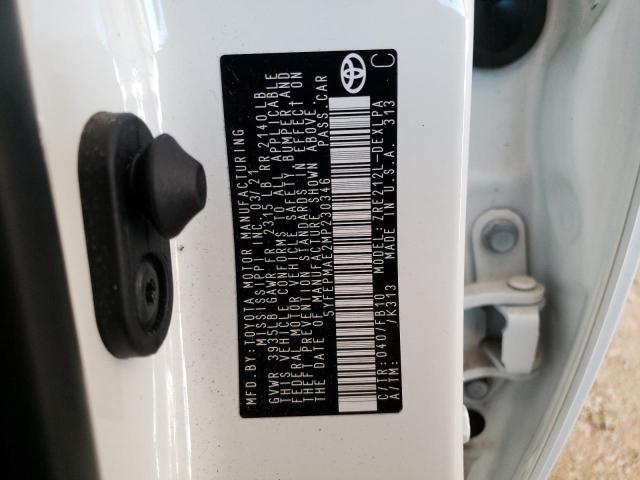 Photo 10 from auction – 2021 TOYOTA COROLLA LE with VIN 5YFEPMAE2MP230346