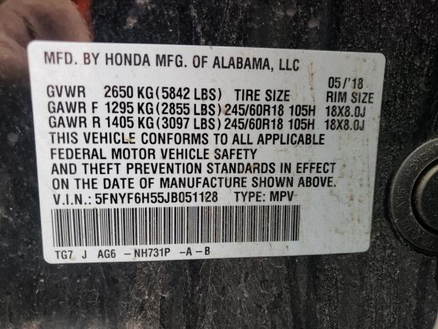 Photo 10 from auction – 2018 HONDA PILOT EXL with VIN 5FNYF6H55JB051128