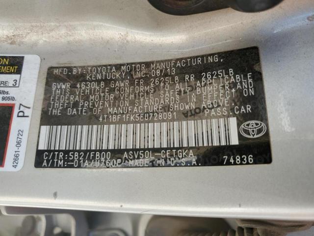 Photo 10 from auction – 2014 TOYOTA CAMRY L with VIN 4T1BF1FK5EU728091