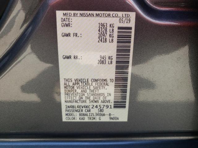 Photo 10 from auction – 2019 NISSAN ALTIMA SL with VIN 1N4BL4EV4KC245791
