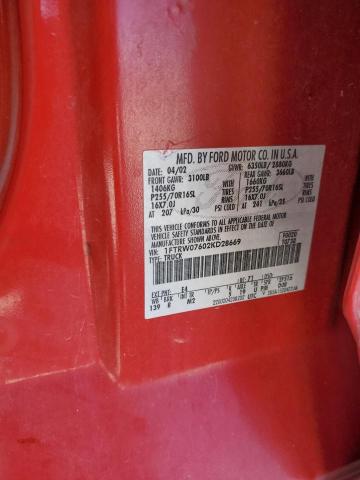 Photo 10 from auction – 2002 FORD F150 SUPER with VIN 1FTRW07602KD28669
