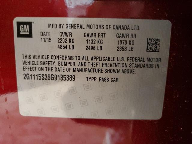 Photo 10 from auction – 2016 CHEVROLET IMPALA LT with VIN 2G1115S35G9135389