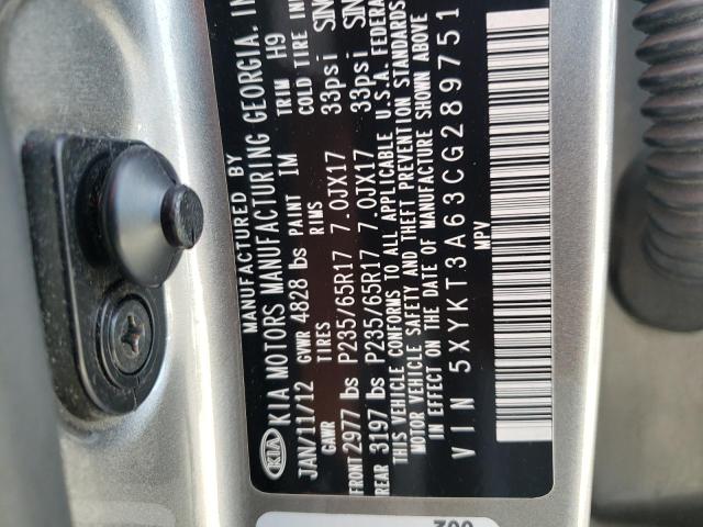 Photo 10 from auction – 2012 KIA SORENTO BA with VIN 5XYKT3A63CG289751
