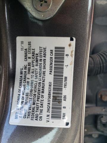Photo 10 from auction – 2011 HONDA CIVIC LX with VIN 2HGFA1F56BH531851