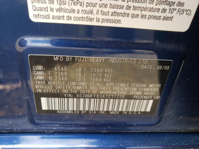 Foto 10 de la subasta – 2010 SUBARU LEGACY 2.5 con VIN 4S3BMFF63A1217226