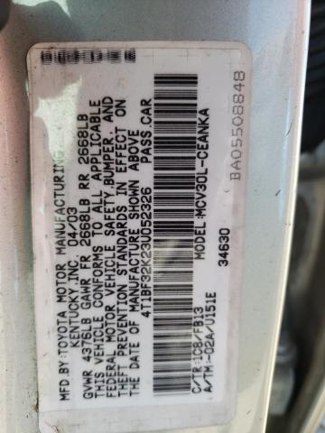 Photo 10 from auction – 2003 TOYOTA CAMRY LE with VIN 4T1BF32K23U052326