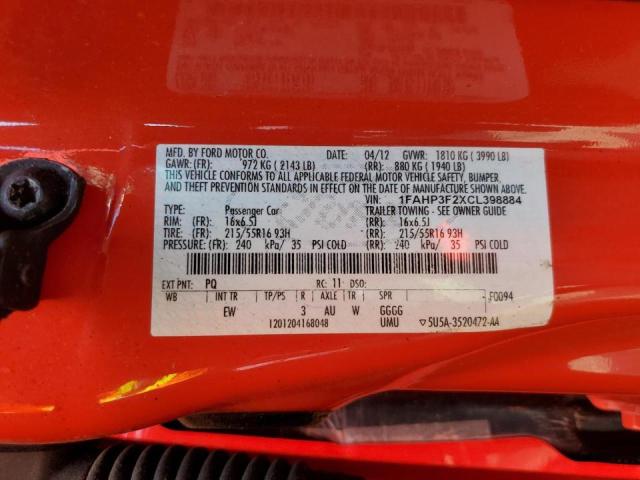 Photo 10 from auction – 2012 FORD FOCUS SE with VIN 1FAHP3F2XCL398884