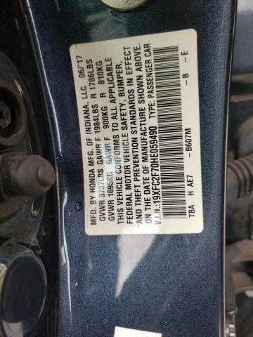 Foto 10 de la subasta – 2017 HONDA CIVIC EX con VIN 19XFC2F70HE059490
