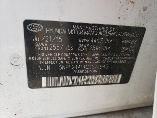 Photo 10 from auction – 2016 HYUNDAI SONATA SE with VIN 5NPE24AF1GH274945